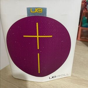 UE Roll Speaker in Vibrant Purple with Yellow Highlights